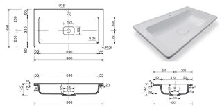 Раковина Эстет Каре Люкс ФР-00005713 80см белый