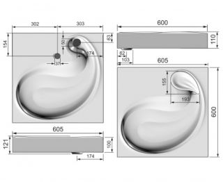 Раковина подвесная Azario SOFT 60.7х60х11 Белый (CS00078299)