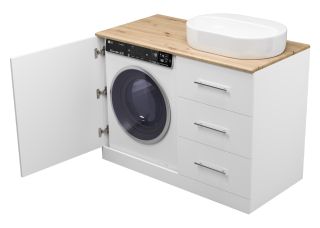 Напольная тумба под раковину Misty Респект под стиральную машину 120см правая белый/дуб Артизан