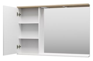 Зеркальный шкаф с подсветкой Misty Респект 120см левый белый/дуб Артизан