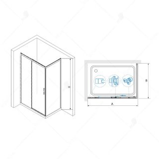 Душевой уголок RGW LE-41B (LE-12B + Z-050-2B) 341241200-014 200x100см чёрный