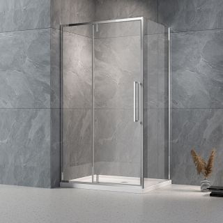 Душевой уголок Veconi Rovigo RV-034, 1000х700х1950, хром, стекло прозрачное