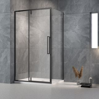 Душевой уголок Veconi Rovigo RV-034B, 1000х900х1950, черный, прозрачное стекло