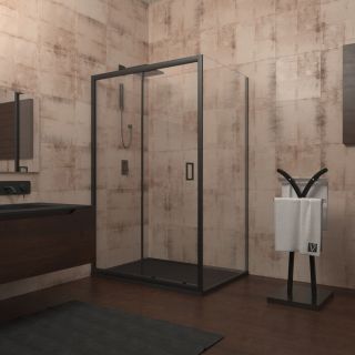 Душевой уголок Veconi Rovigo RV-046B, 1050х1200х1950, черный, стекло прозрачное