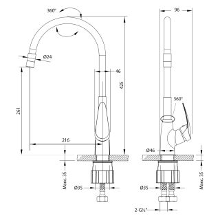 Смеситель для кухни Lemark Linara LM0415C-Black чёрный