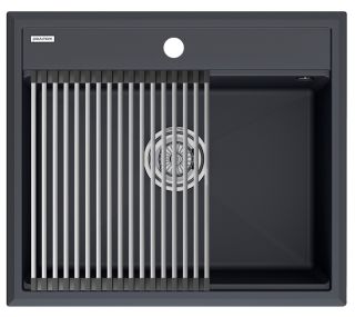 Комплект Paulmark: мойка Stepia 60 и ролл-мат Step PM115951-AN+R375-BS антрацит/брашированная нержавеющая сталь