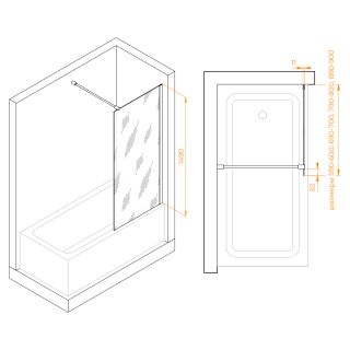 Шторка на ванну RGW SC-050 351105008-11 80см хром