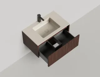 Подвесная тумба Salini Domino 27D208INF 80см шпон/фрезерованный фасад под встраиваемую раковину