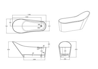 Ванна из искусственного камня Timo Kirsti KIRSTI1785R правая 180x75 см белый