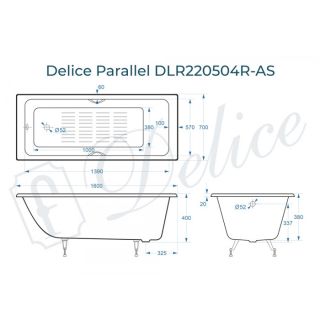 Ванна чугунная Delice Parallel DLR220504RB-AS 160х70 с черными матовыми ручками