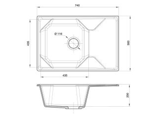 Мойка кухонная GranFest Чёрная Unique U--740 L чер