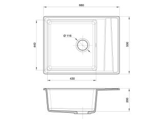 Мойка кухонная GranFest Графит Level LV--660 L граф