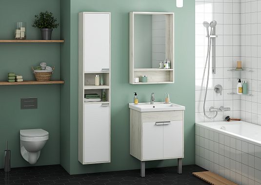 Шкаф Акватон Флай правый белый/дуб крафт 1A237903FAX1R