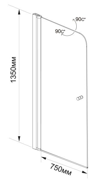 Шторка на ванну Aquanet Alfa 1 NF6211 196050 75 см профиль хром стекло прозрачное