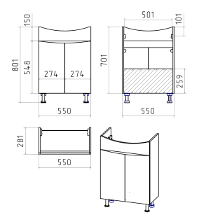 Напольная тумба под раковину Misty Смайл 60см белый
