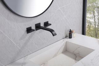 Встраиваемый смеситель для раковины ABBER Wasserfall AF8612B чёрный матовый