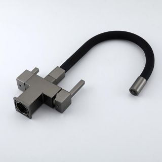Смеситель для кухни Gappo G4395-39 с подключением фильтра питьевой воды и гибким изливом оружейная сталь