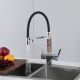 Смеситель для кухни Gappo G4395-50 с подключением фильтра питьевой воды и гибким изливом хром/чёрный