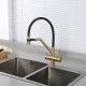 Смесители для кухни Gappo G4398-83 под фильтр с гибким изливом золото/чёрный