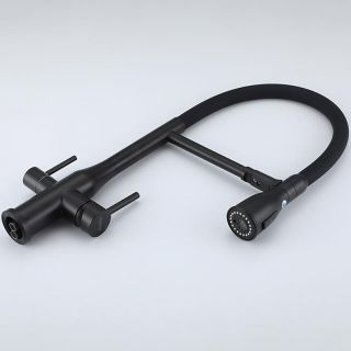 Смеситель для кухни Gappo G4399-76 с гибким изливом и подключением фильтра питьевой воды чёрный
