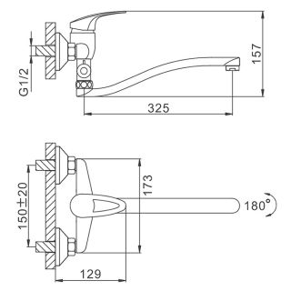 Смеситель для ванны и душа Frap F2139-B хром