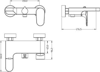 Смеситель для ванны Boheme Spectre графит 453-GM