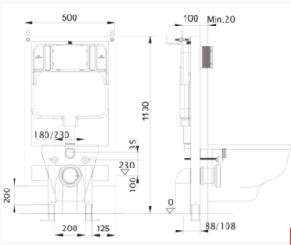 Инсталляция для подвесного унитаза Aquatek INS-0000020 с возможностью угловой установки