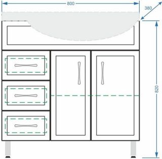 Тумба под раковину Stella Polar Концепт 80см белый SP-00000129