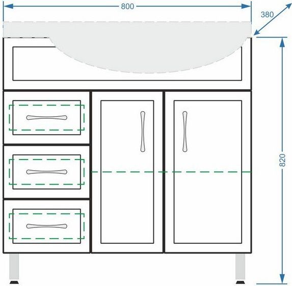 Тумба под раковину Stella Polar Концепт 80см белый SP-00000129