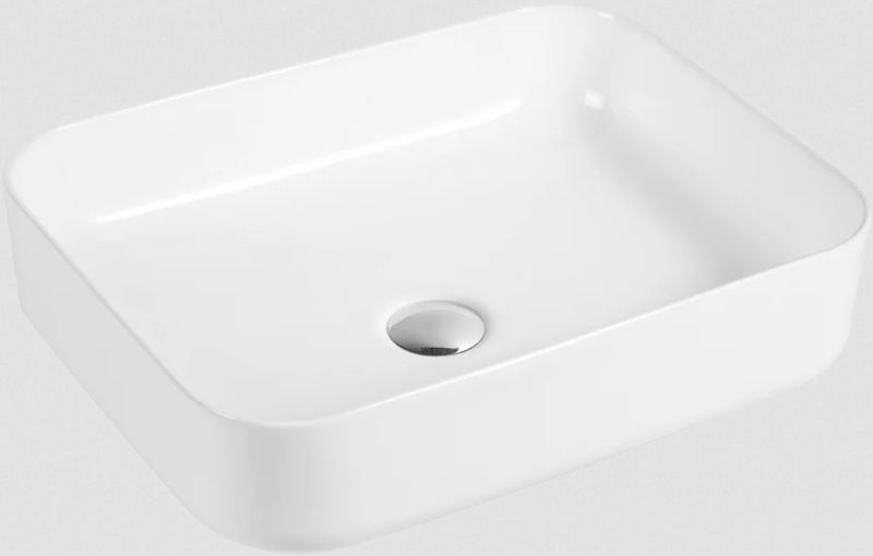 Столешница STWORKI Ольборг 100 дуб карпентер, без отверстий, с тумбой 60, с раковиной STWORKI Soul 1 белой