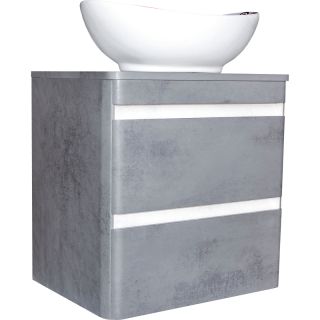 Тумба подвесная под раковину Style Line "Атлантика 60" СС-00002279 Люкс бетон темный, (2 ящ.), со столешницей, PLUS