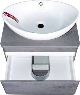 Тумба подвесная под раковину Style Line "Атлантика 80" СС-00002283  Люкс бетон темный, (2 ящ.), со столешницей МДФ, PLUS
