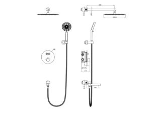 Душевой комплект Wonzon & Woghand WW-88929010-MB с термостатом чёрный матовый