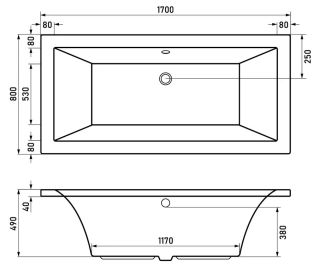 Акриловая ванна Berges Tari 053028 170x80см чёрный матовый