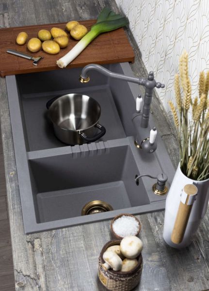 Мойка кухонная Omoikiri Tedori 86-2-LB-PL платина