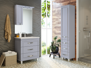 Напольный шкаф - пенал Misty Терра 40см с тремя ящиками правый серый