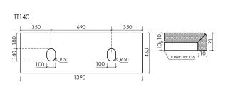 Столешница из керамогранита Sancos TT140A2 140 см Kreman