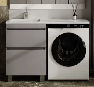 Тумба напольная Style Line Даллас Леон 120 Люкс Plus СС-00002450 под раковину для стиральной машины серый