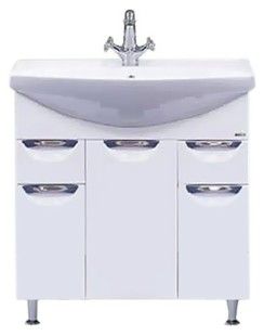 Напольная тумба под раковину Misty Орхидея 75см с бельевой корзиной белый