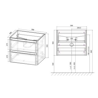 Тумба под раковину Vincea Vico VMC-2V600GW 60 см