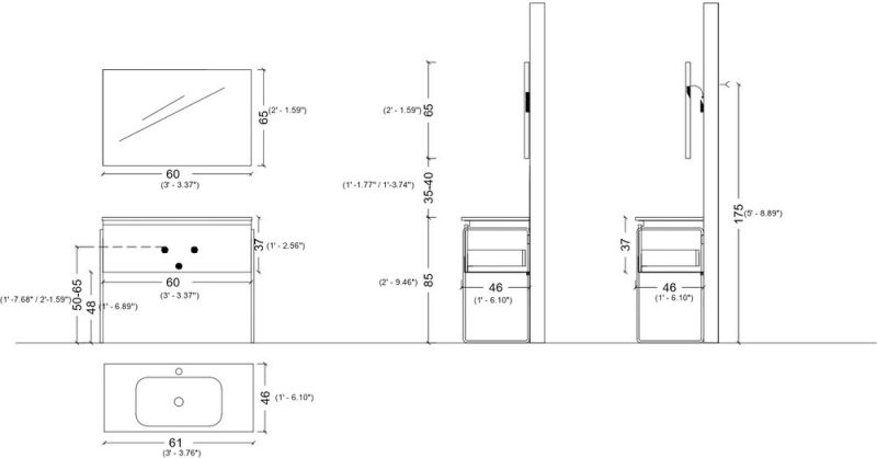Тумба под раковину Armadi Art Vallessi 60см антрацит глянец 837-060-A glossy