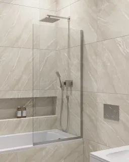 Шторка на ванну в профиле by Deonria C-140-60-8-T-HM 60см хром матовый/прозрачный