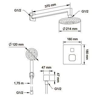 Душевой комплект Swedbe Platta 5564B с термостатом чёрный