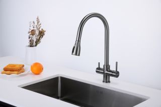 Смеситель для кухни Paulmark Lange La214212-GM воронёная сталь