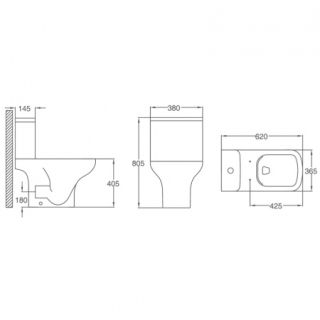 Azario Alba AZ-8323 унитаз напольный 620х405х805 безободковый с бачком и сиденьем микролифт