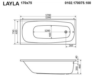 Гидромассажная ванна Whitecross Layla 0102.170075.100.RELAX.BR 170x75см Relax бронза