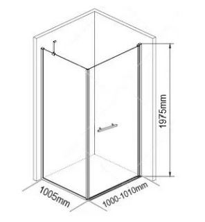 Душевой уголок на монопетле  by Deonria U-100-100-8-G-H 100x100см хром матовый/графит
