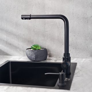 Смеситель для кухни РМС SUS125BL-017F-015 с подключением фильтра чёрный