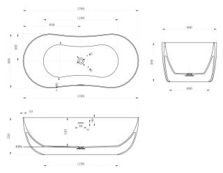 Ванна из искусственного камня ABBER Stein AS9604 170x80см белый матовый
