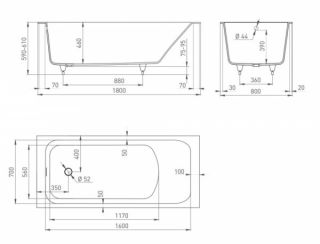 Ванна из искусственного камня Salini Orlanda Kit S-Sense 102112M 180x80см белый матовый